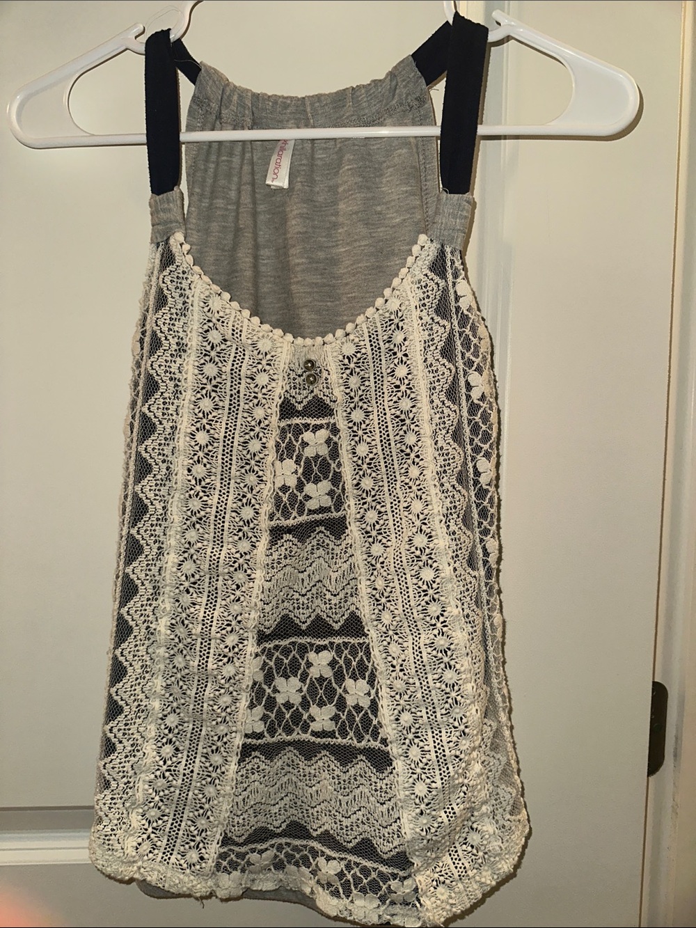 Xhilaration Navy Blue Camisole with Ivory Lace